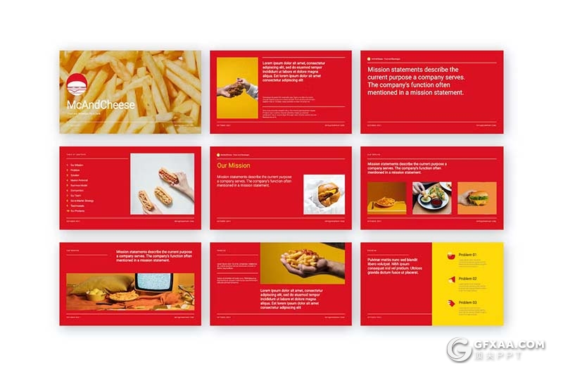 58页薯条汉堡产品美食促销市场调研国外GoogleSlides模板 - 顶尖PPT