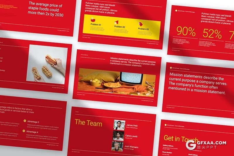 58页薯条汉堡产品美食促销市场调研国外GoogleSlides模板 - 顶尖PPT