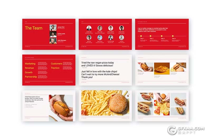 58页薯条汉堡产品美食促销市场调研国外GoogleSlides模板 - 顶尖PPT