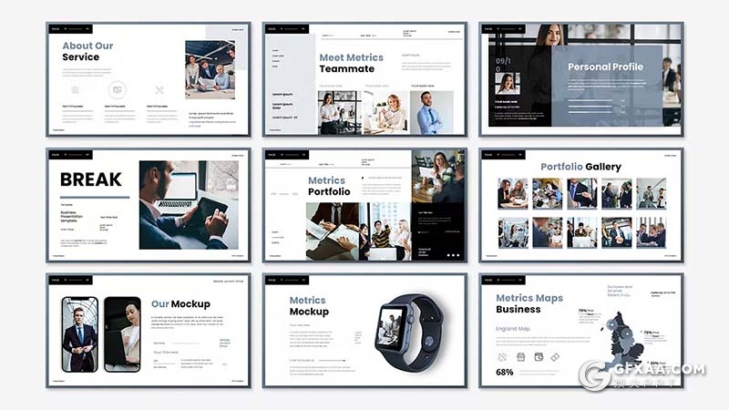 30页蓝灰色业务合作商业计划团队介绍商务通用国外KeyNote模板 - 顶尖PPT