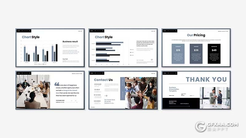 30页蓝灰色业务合作商业计划团队介绍商务通用国外KeyNote模板 - 顶尖PPT