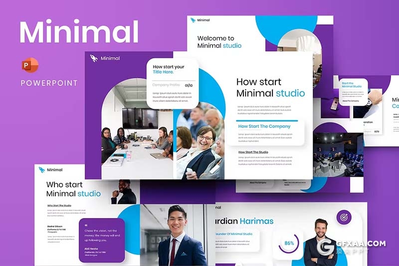 39页蓝紫色业务合作商业计划团队介绍商务通用国外PPT模板 - 顶尖PPT