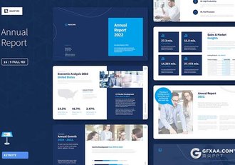 40页蓝色大气企业年度报告总结数据展示通用国外KeyNote模板 - 顶尖PPT