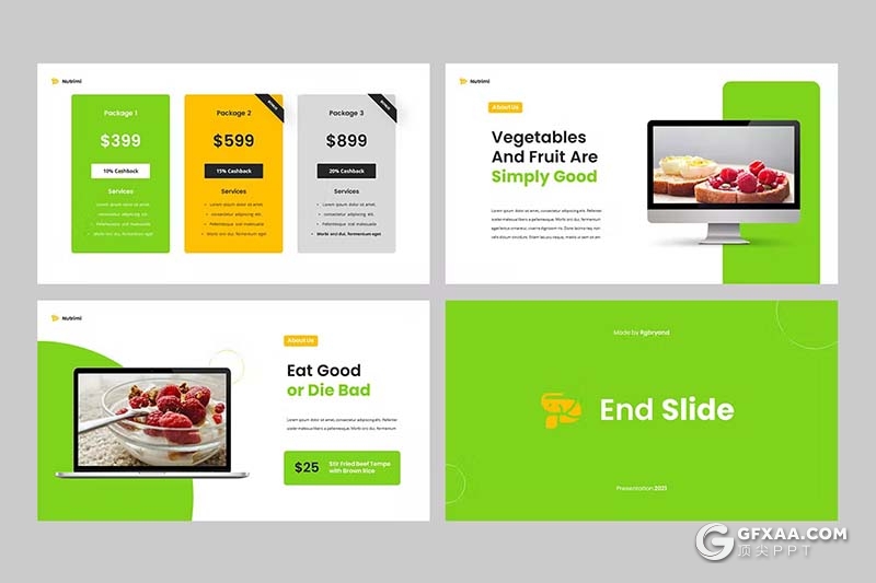 32页健康食品介绍展示国外PPT模板 - 顶尖PPT