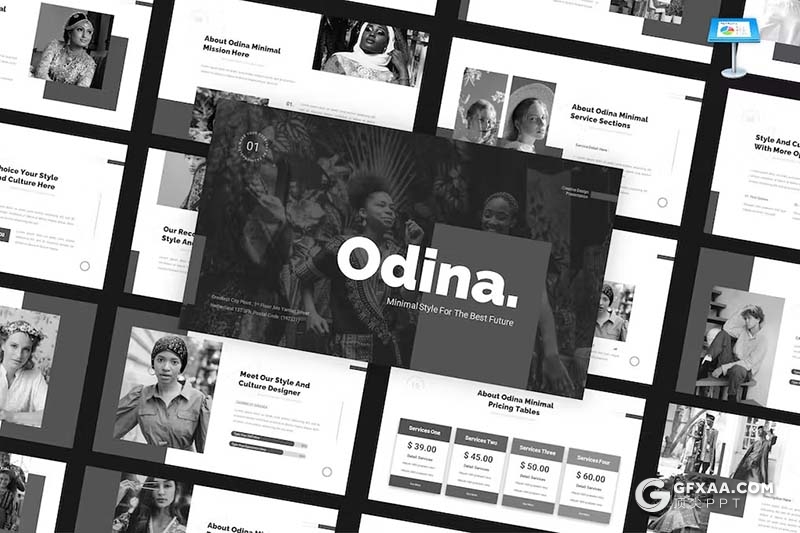 30页黑白极简风摄影图片展示国外KeyNote模板 - 顶尖PPT