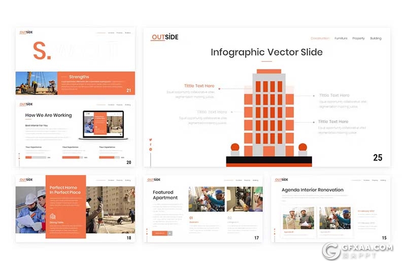 32页地产建筑工程施工项目介绍展示国外PPT模板 - 顶尖PPT