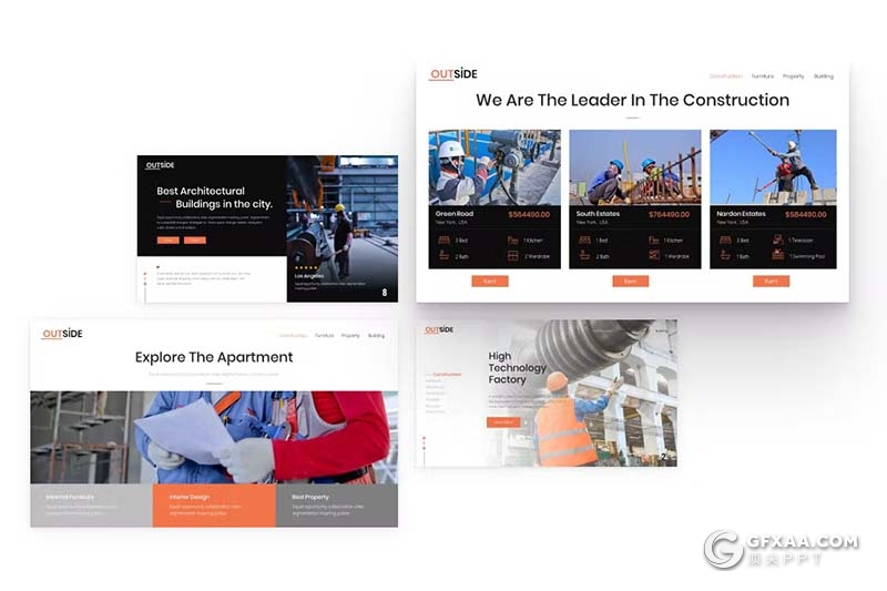 32页地产建筑工程施工项目介绍展示国外PPT模板 - 顶尖PPT