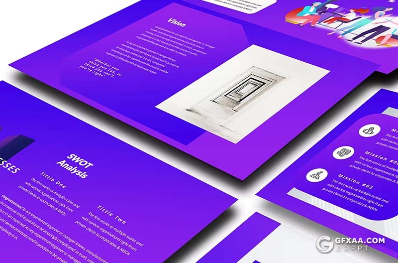 52页蓝紫色商业合作商业计划商务通用国外PPT模板 - 顶尖PPT