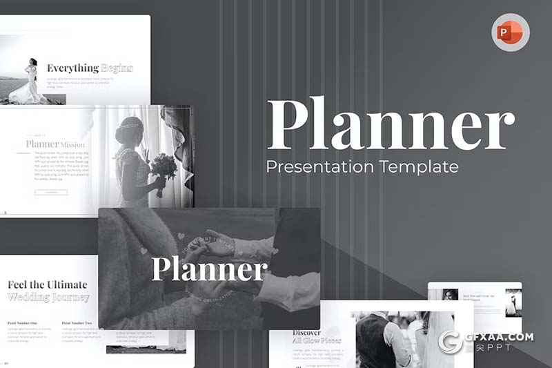 80页黑白极简风婚纱摄影展示PPT模板 - 顶尖PPT