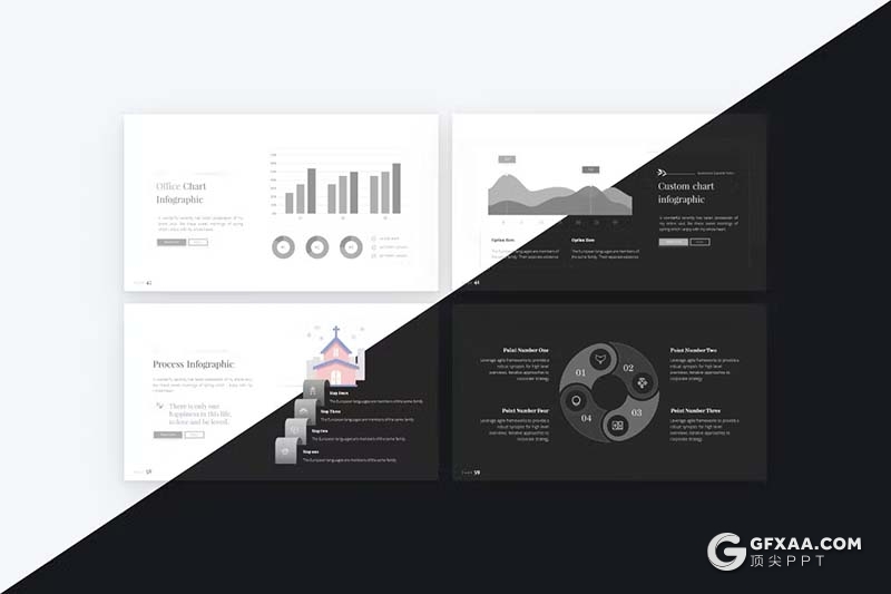 80页黑白极简风婚纱摄影展示PPT模板 - 顶尖PPT