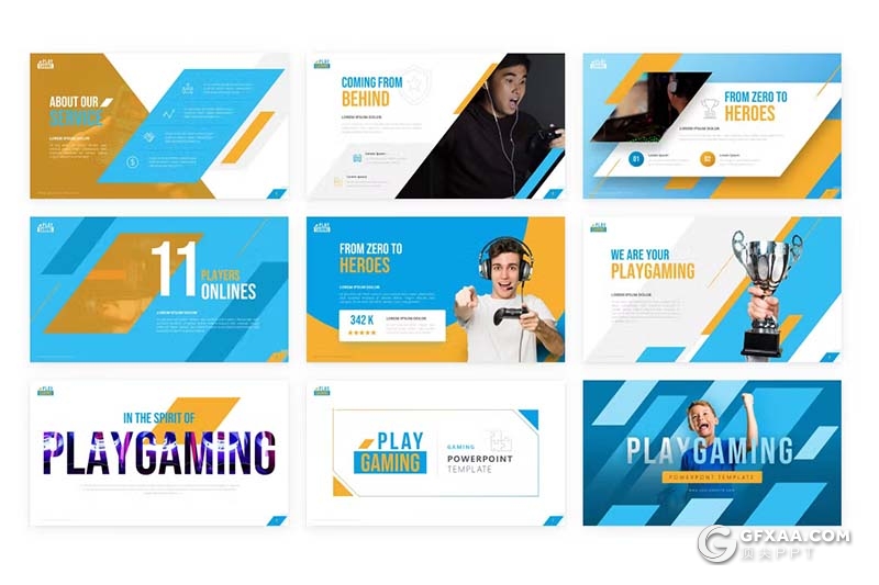 28页简约蓝橙色产品介绍通用国外PPT模板 - 顶尖PPT