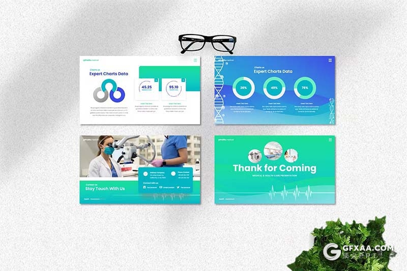 40页医疗医学研究医学团队展示医疗主题国外GoogleSlides模板 - 顶尖PPT