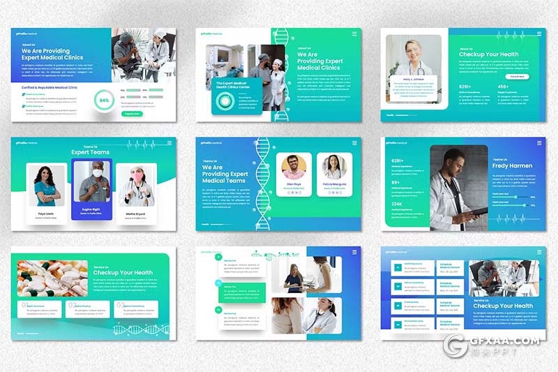 40页医疗医学研究医学团队展示医疗主题国外GoogleSlides模板 - 顶尖PPT