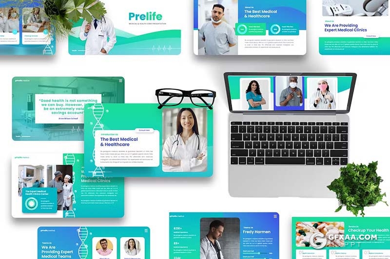 40页医疗医学研究医学团队展示医疗主题国外KeyNote模板 - 顶尖PPT