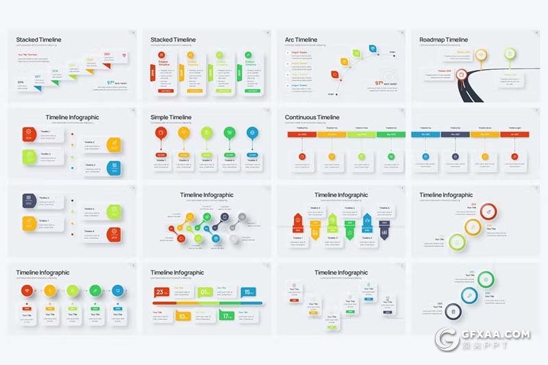 43页多色彩数据统计分析商务通用图形图表PPT模板 - 顶尖PPT