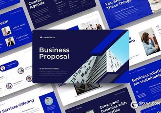 35页蓝色商务提案合作商业计划团队介绍年计划总结通用国外GoogleSlide模板 - 顶尖PPT