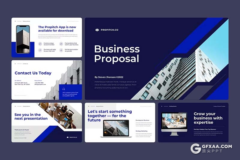 35页蓝色商务提案合作商业计划团队介绍年计划总结通用国外KeyNote模板 - 顶尖PPT