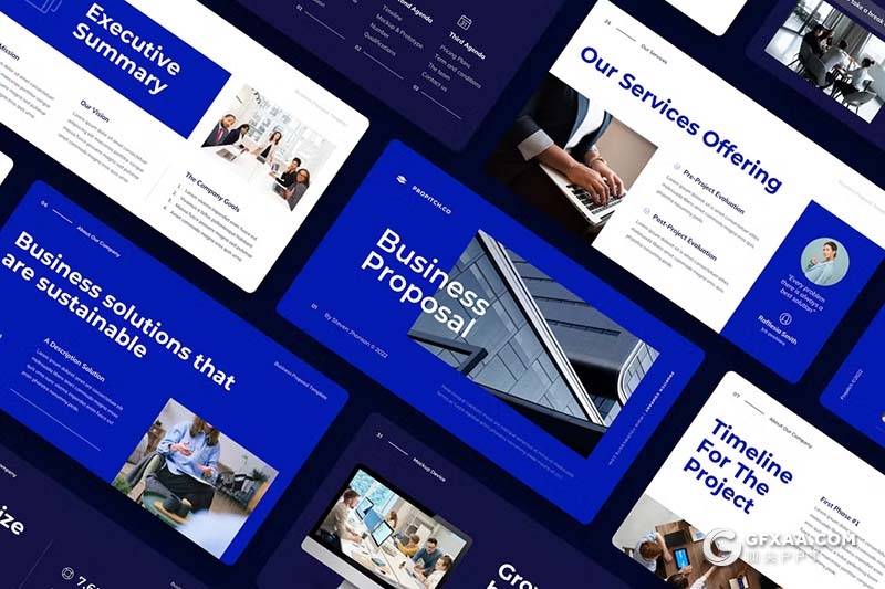 35页蓝色商务提案合作商业计划团队介绍年计划总结通用国外PPT模板 - 顶尖PPT