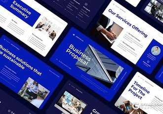 35页蓝色商务提案合作商业计划团队介绍年计划总结通用国外PPT模板 - 顶尖PPT