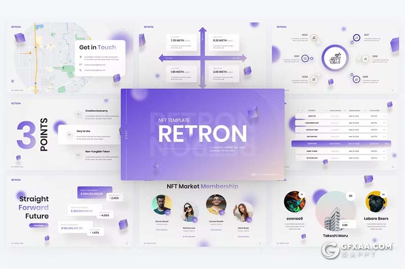 80页渐变蓝色大气时尚业务合作团队介绍商业计划商务通用国外PPT模板 - 顶尖PPT