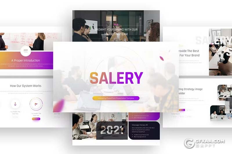 26页时尚渐变紫色企业营销商务计划合作商务通用国外PPT模板 - 顶尖PPT