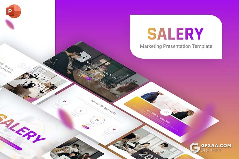 26页时尚渐变紫色企业营销商务计划合作商务通用国外PPT模板 - 顶尖PPT