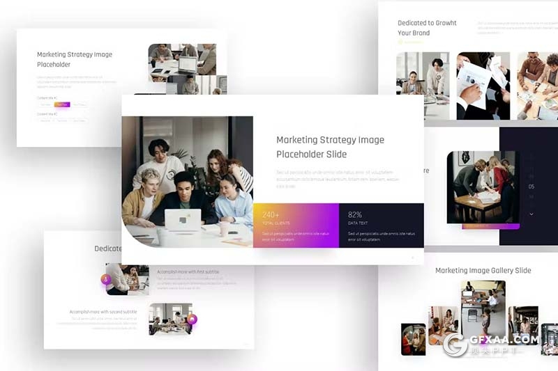 26页时尚渐变紫色企业营销商务计划合作商务通用国外PPT模板 - 顶尖PPT