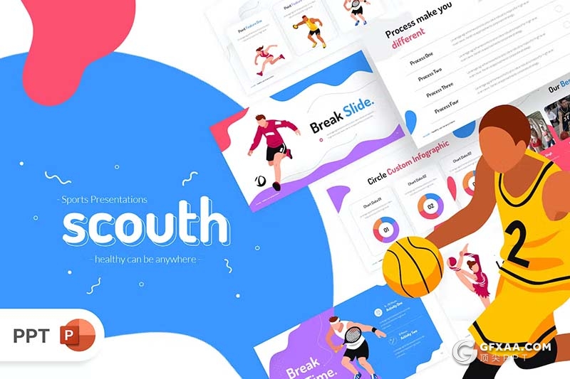 32页多色彩卡通体育奥运创意时尚体育锻炼强身健体健身主题PPT模板 - 顶尖PPT