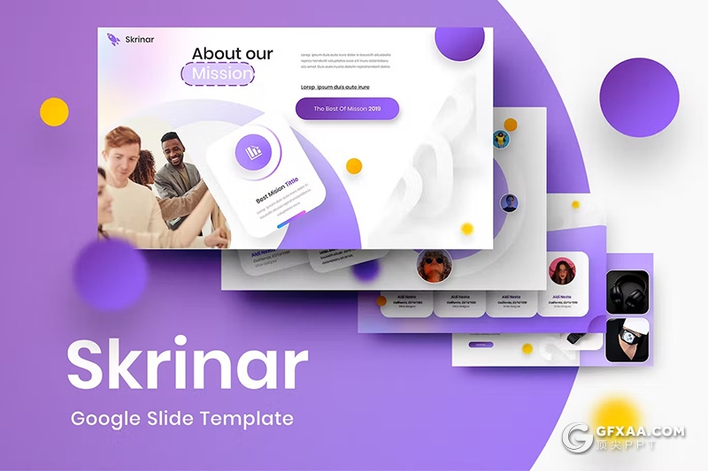 39页紫色大气时尚业务合作团队介绍商业通用国外GoogleSlides模板 - 顶尖PPT