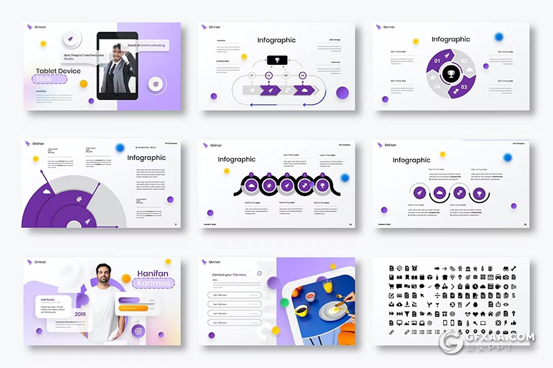 39页紫色大气时尚业务合作团队介绍商业通用国外KeyNote模板 - 顶尖PPT