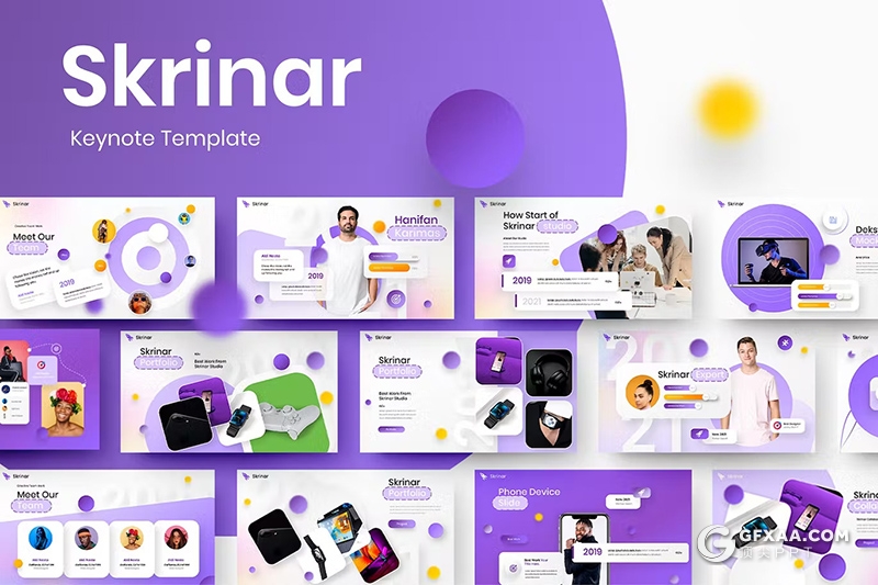 39页紫色大气时尚业务合作团队介绍商业通用国外KeyNote模板 - 顶尖PPT