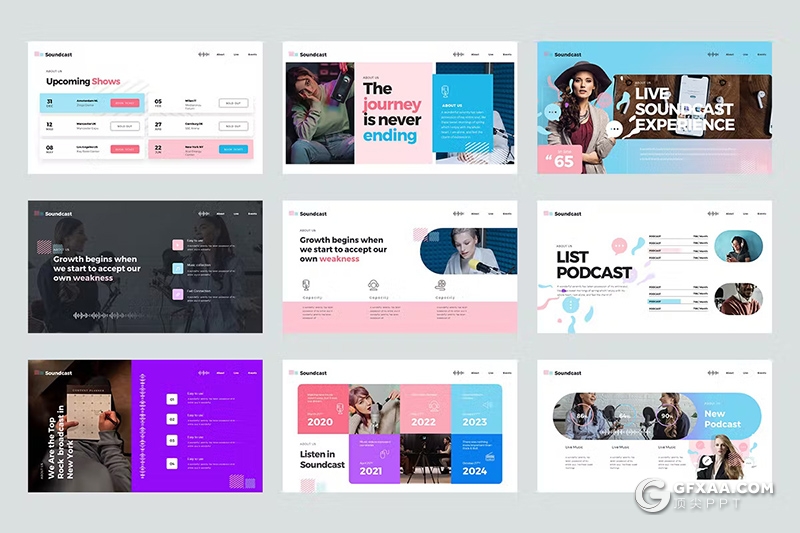 36页炫彩风音乐演唱会活动策划国外KeyNote模板 - 顶尖PPT