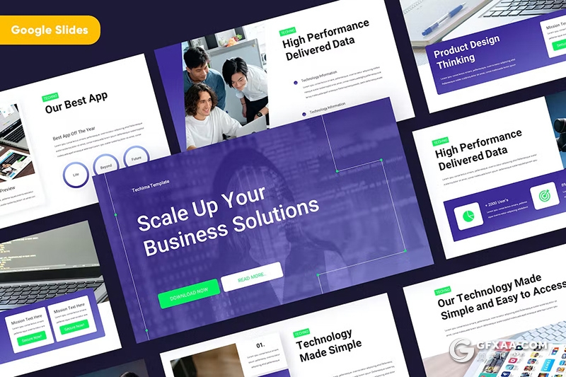 32页蓝色业务合作团队介绍商业计划通用国外GoogleSlides模板 - 顶尖PPT
