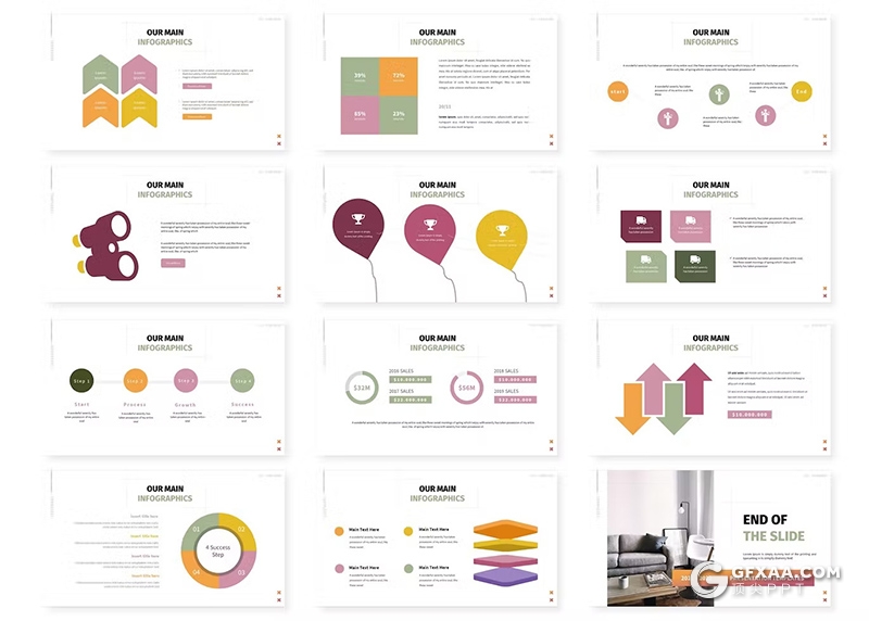 30页简约大气家居产品展示设计研发国外PPT模板5种配色 - 顶尖PPT