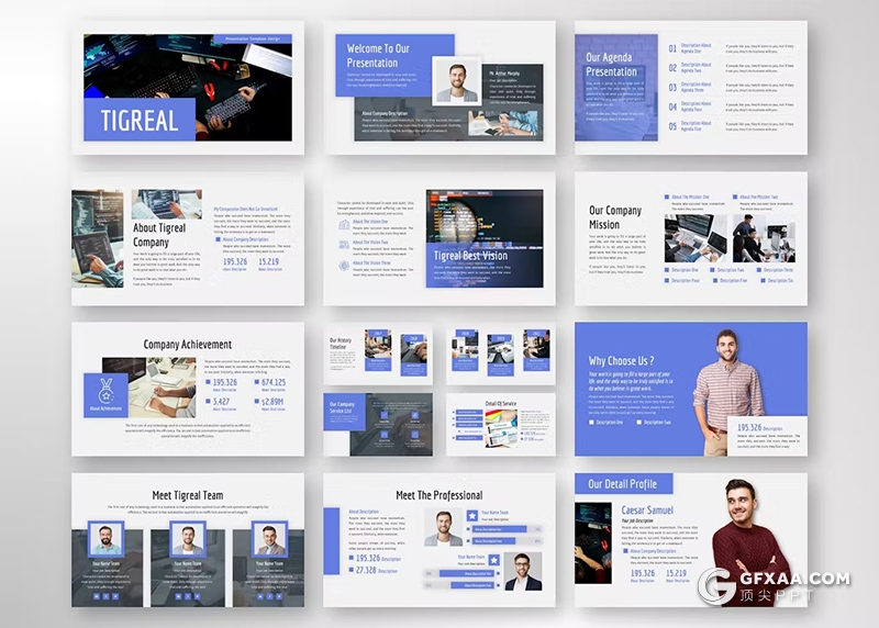 30页业务合作团队介绍商业计划商务通用国外PPT模板5种配色 - 顶尖PPT