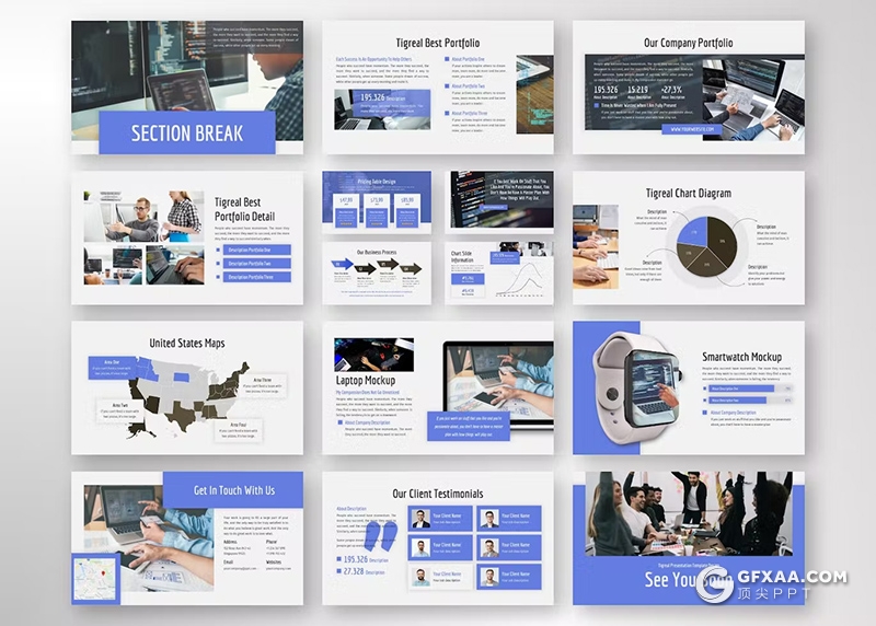 30页业务合作团队介绍商业计划商务通用国外PPT模板5种配色 - 顶尖PPT