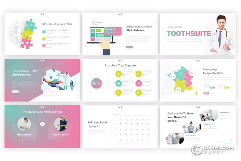 27页渐变色医疗行业研究数据分析临床试验通用国外PPT模板 - 顶尖PPT