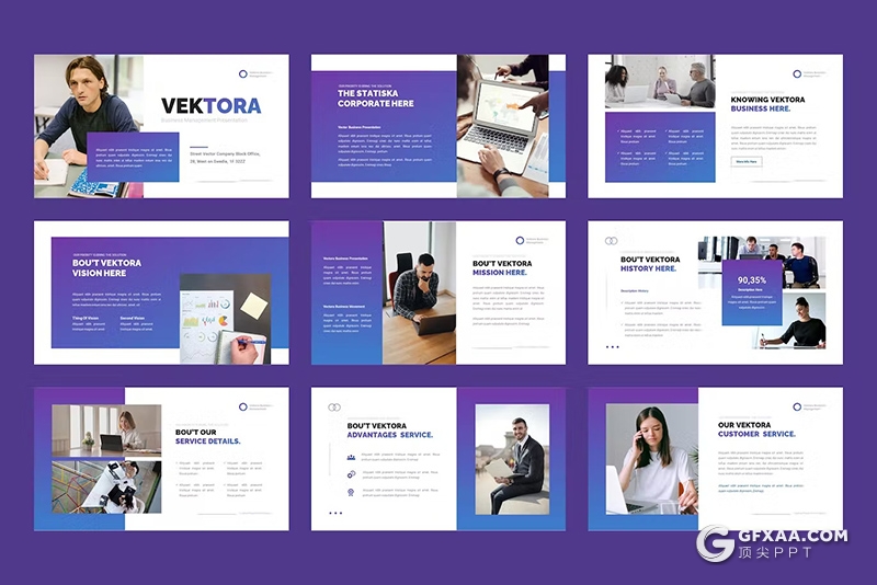 30页渐变色商业计划团队介绍业务合作商务通用国外KeyNote模板 - 顶尖PPT