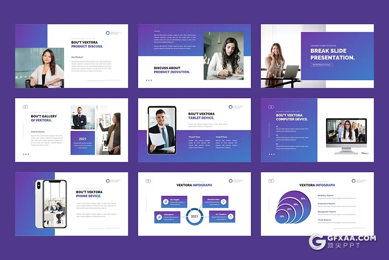 30页渐变色商业计划团队介绍业务合作商务通用国外KeyNote模板 - 顶尖PPT