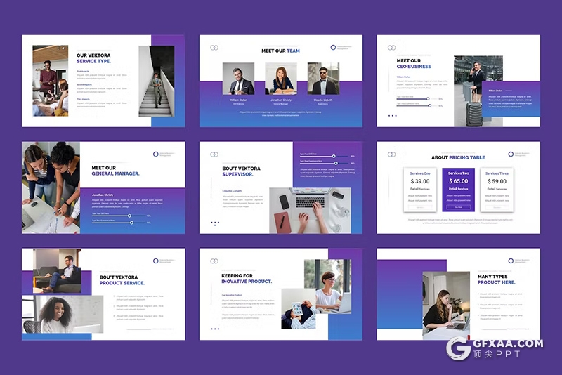 30页渐变色商业计划团队介绍业务合作商务通用国外KeyNote模板 - 顶尖PPT