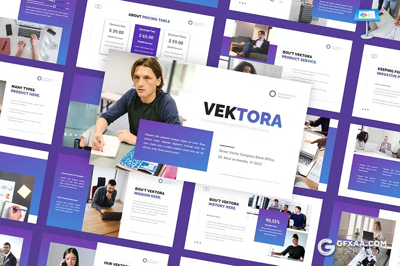 30页渐变色商业计划团队介绍业务合作商务通用国外KeyNote模板 - 顶尖PPT