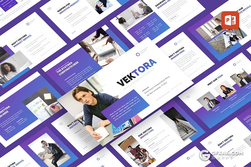 30页渐变色商业计划团队介绍业务合作商务通用国外PPT模板 - 顶尖PPT