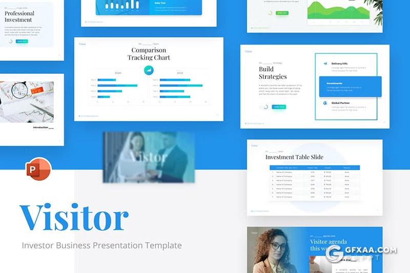 20页商业计划访客投资者业务演示通用PPT模板 - 顶尖PPT