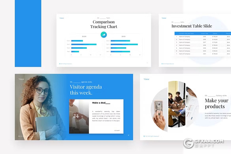 20页商业计划访客投资者业务演示通用PPT模板 - 顶尖PPT