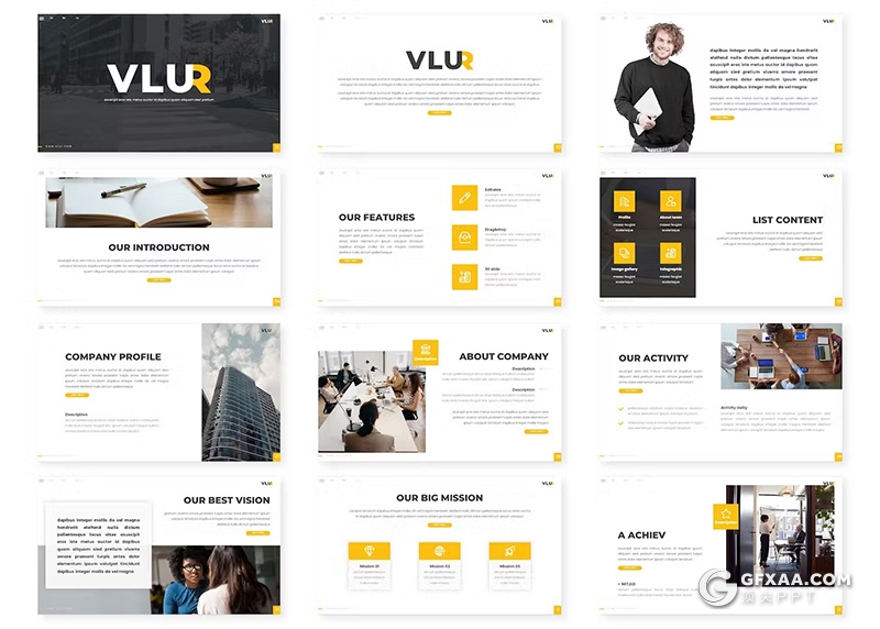 30页团队介绍业务合作商业计划商务通用国外GoogleSlides模板5种配色 - 顶尖PPT