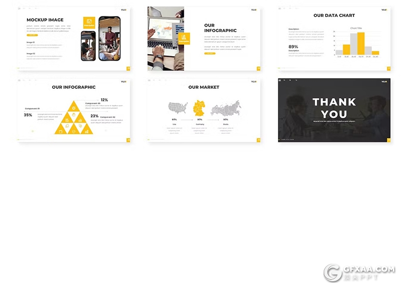 30页团队介绍业务合作商业计划商务通用国外GoogleSlides模板5种配色 - 顶尖PPT