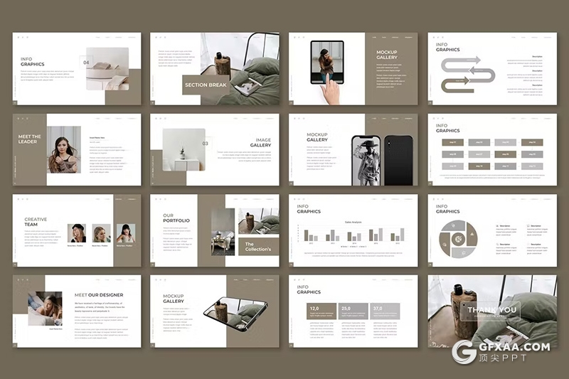 30页摄影图片展示产品展示通用国外GoogleSlides模板5种配色 - 顶尖PPT