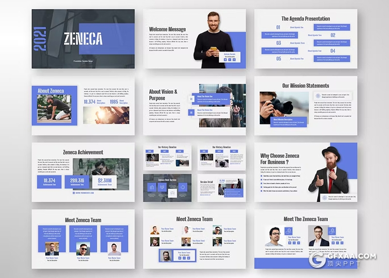 30页业务合作团队介绍商业计划商务通用国外PPT模板5种配色 - 顶尖PPT