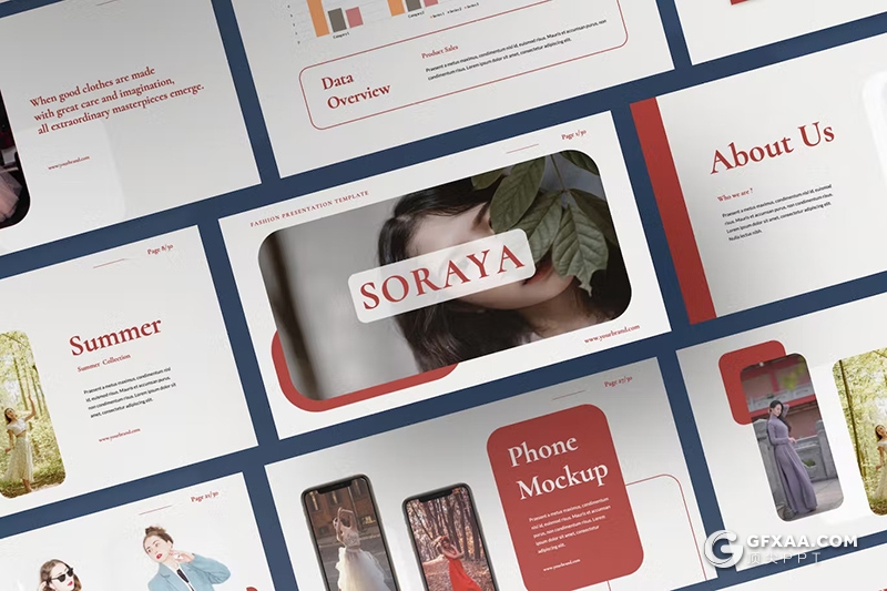 30页摄影图片展示服装产品摄影展示通用国外GoogleSlides模板 - 顶尖PPT