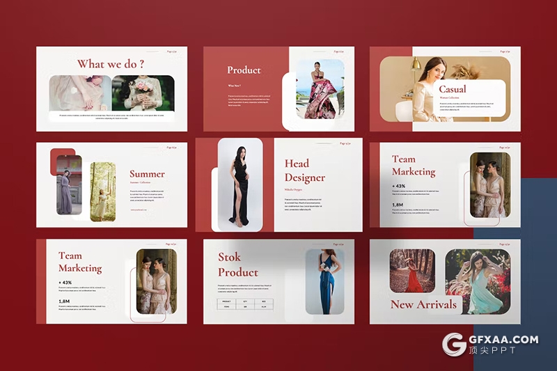 30页摄影图片展示服装产品摄影展示通用国外GoogleSlides模板 - 顶尖PPT